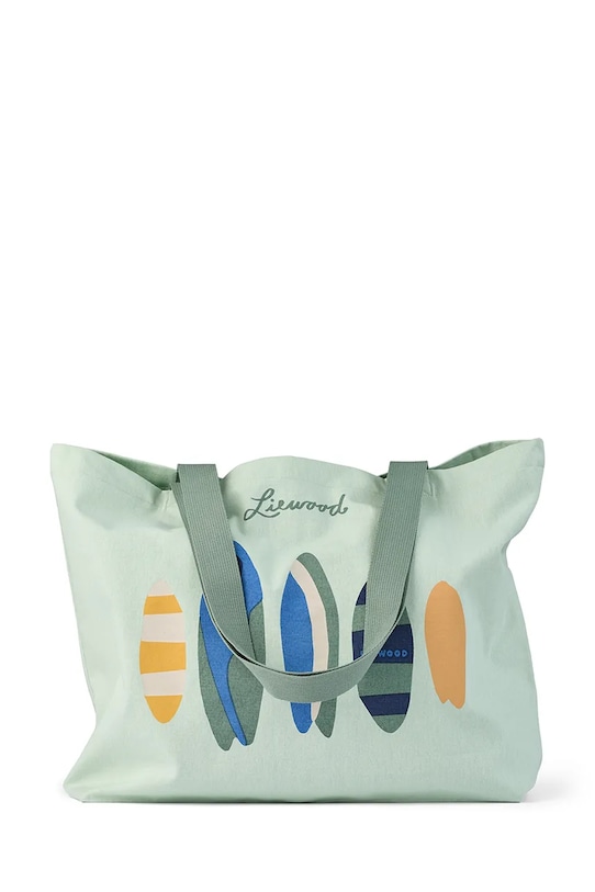 Liewood borsa a mano in cotone Big Totebag sovrastampa verde LW14796.PPY2