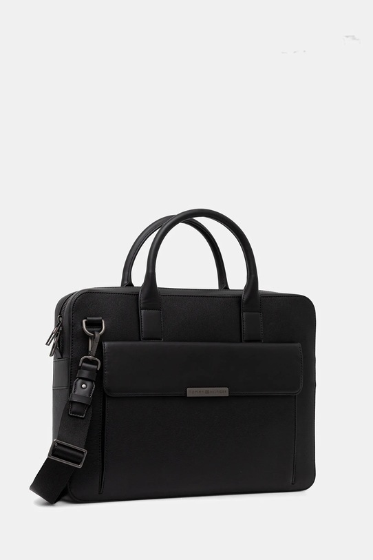 Tommy Hilfiger torba na laptopa skórzana AM0AM13993 czarny SS26