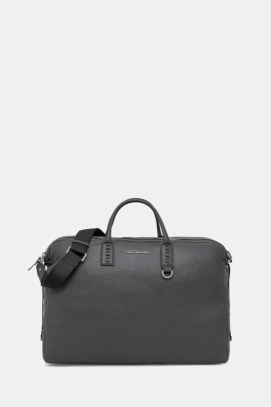 Tommy Hilfiger torba skórzana skóra licowa szary AM0AM14035