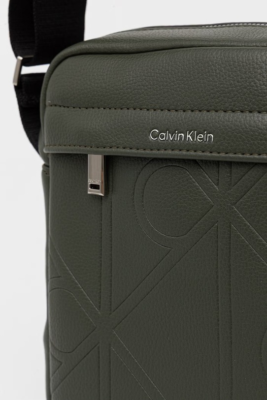 Calvin Klein taška cez rameno pánska z imitácie kože zelená LV04D3331G