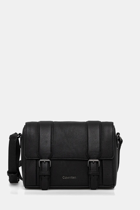 Calvin Klein saszetka skórzana skóra licowa czarny LV04D3162G