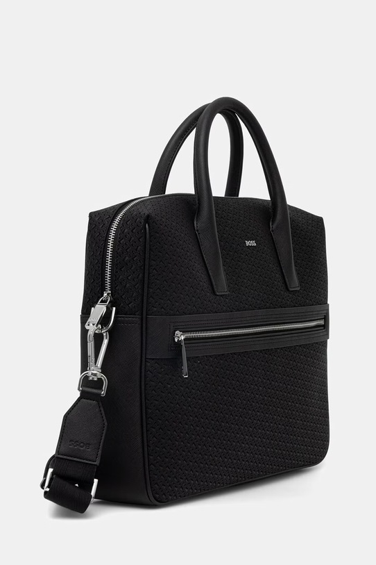 BOSS torba na laptopa męska skórzana 50563721 czarny SS26