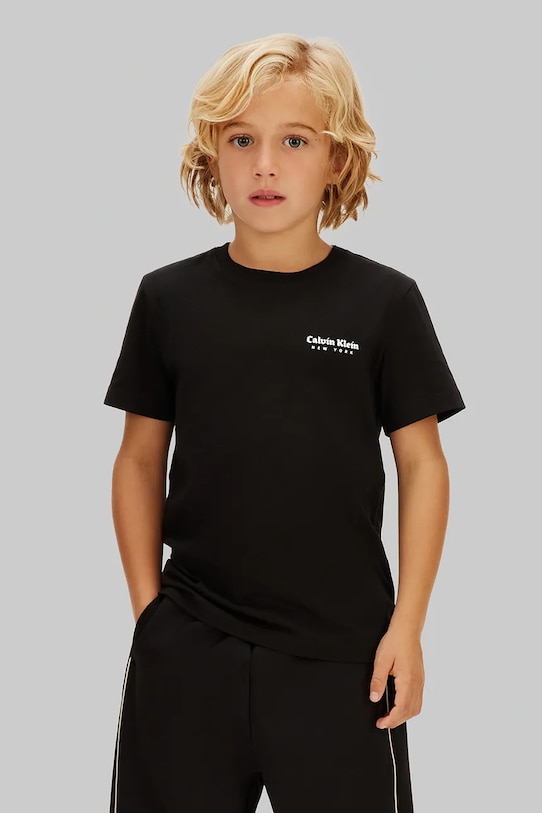Calvin Klein Jeans t-shirt bawełniany dziecięcy bawełna czarny IB0IB02608.104.116.PPY2