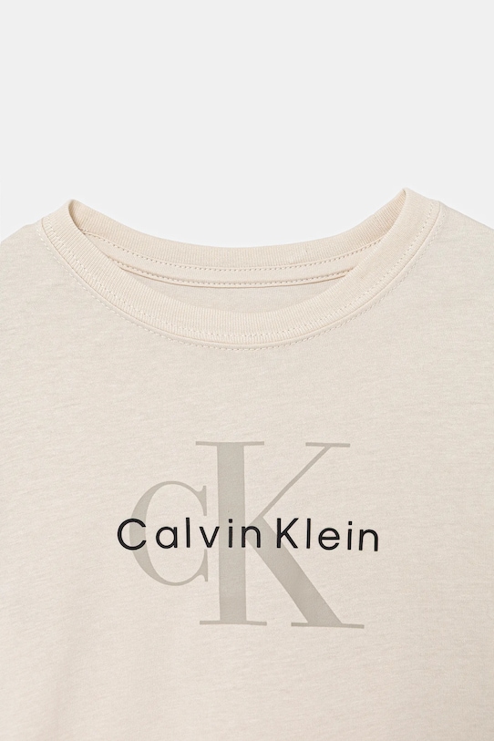 Chłopiec Calvin Klein Jeans t-shirt bawełniany dziecięcy IU0IU00715.104.116.PPY2 beżowy