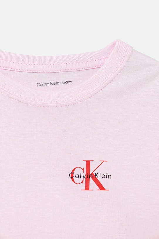Chłopiec Calvin Klein Jeans t-shirt bawełniany dziecięcy IU0IU00719.104.116.PPY2 różowy