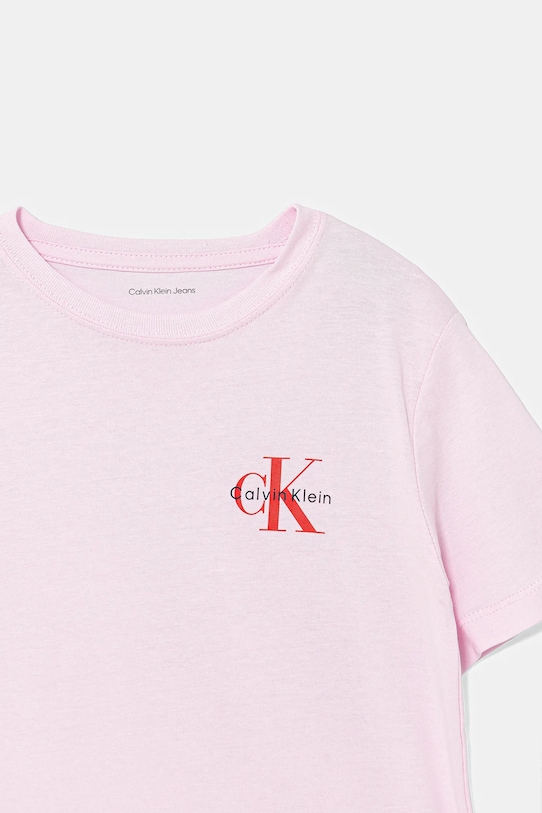 Chłopiec Calvin Klein Jeans t-shirt bawełniany dziecięcy IU0IU00719.128.176.PPY2 różowy