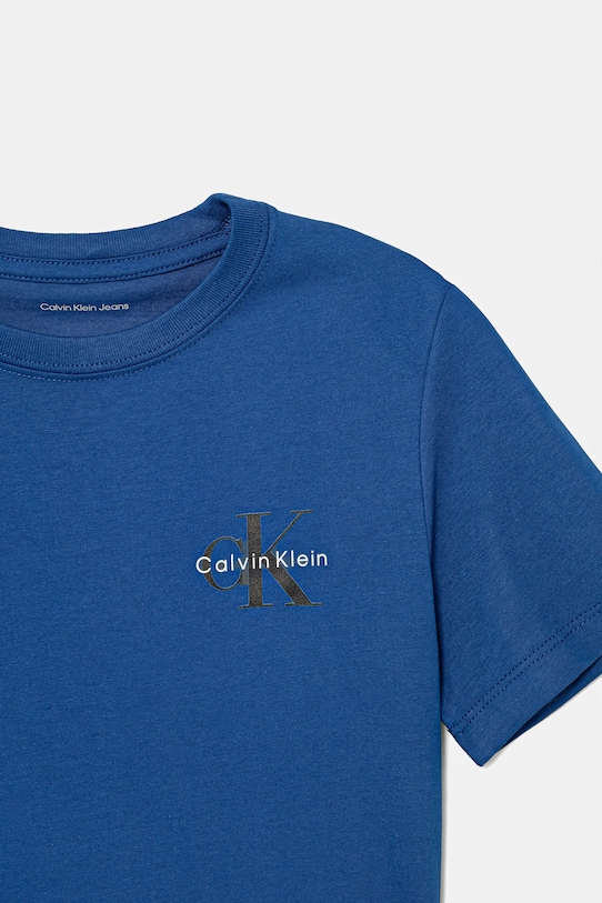 CHLAPEC Dětské bavlněné tričko Calvin Klein Jeans IU0IU00719.128.176.PPY2 modrá