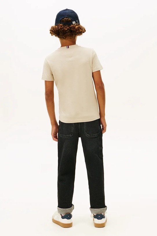 Tommy Hilfiger t-shirt bawełniany dziecięcy beżowy KB0KB06879.74.122.PPY2