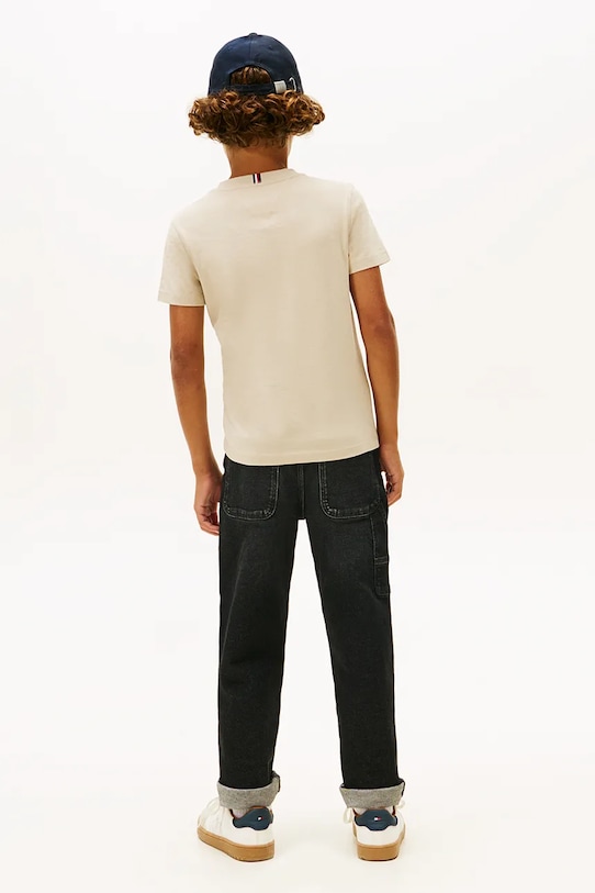 Детская хлопковая футболка Tommy Hilfiger бежевый KB0KB06879.74.122.PPY2