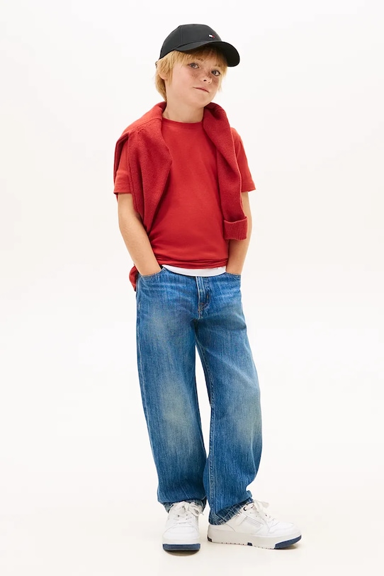 Tommy Hilfiger t-shirt bawełniany dziecięcy czerwony KB0KB06879.74.122.PPY2