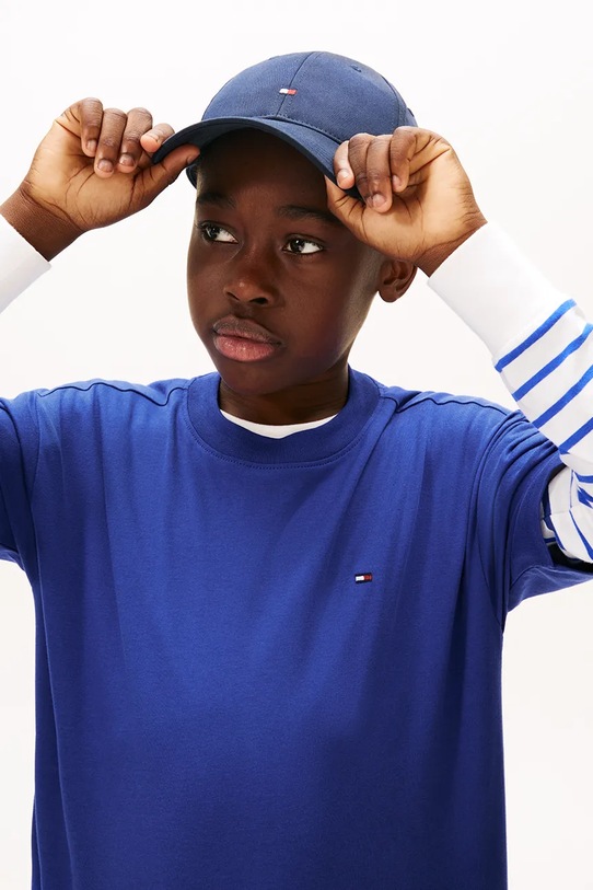 Chłopiec Tommy Hilfiger t-shirt bawełniany dziecięcy KB0KB09646.74.122.PPY2 niebieski