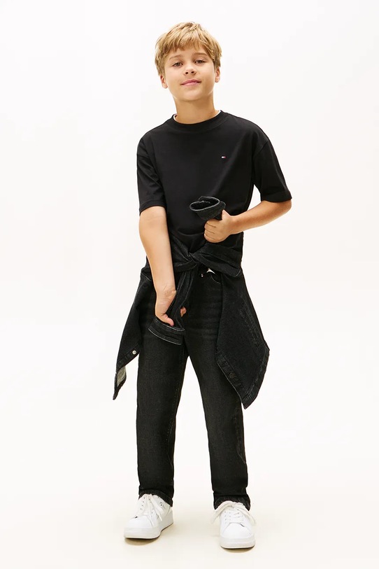 Tommy Hilfiger t-shirt bawełniany dziecięcy czarny KB0KB09646.128.176.PPY2