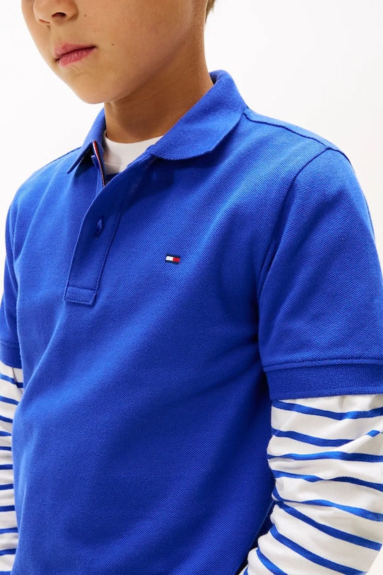 Chłopiec Tommy Hilfiger polo bawełniane dziecięce KB0KB09103.98.122.PPY2 niebieski
