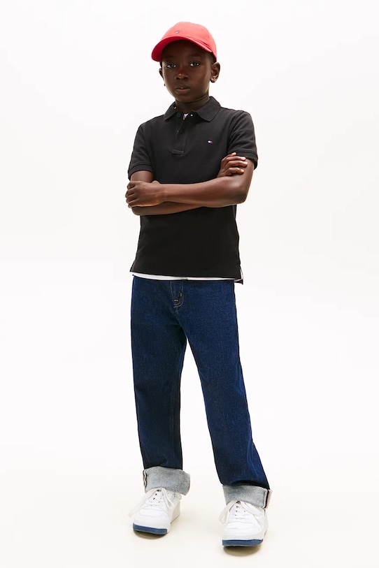 Tommy Hilfiger polo bawełniane dziecięce KB0KB09103.98.122.PPY2 czarny