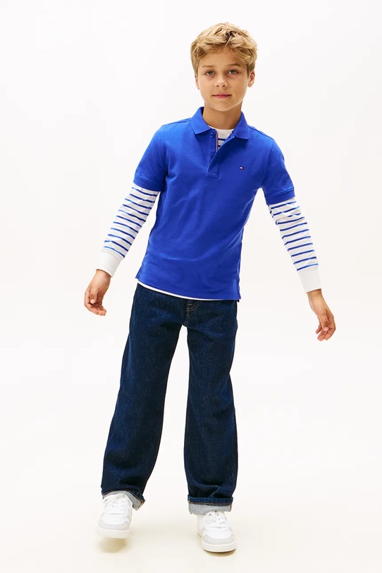 Tommy Hilfiger polo bawełniane dziecięce niebieski KB0KB09103.128.176.PPY2