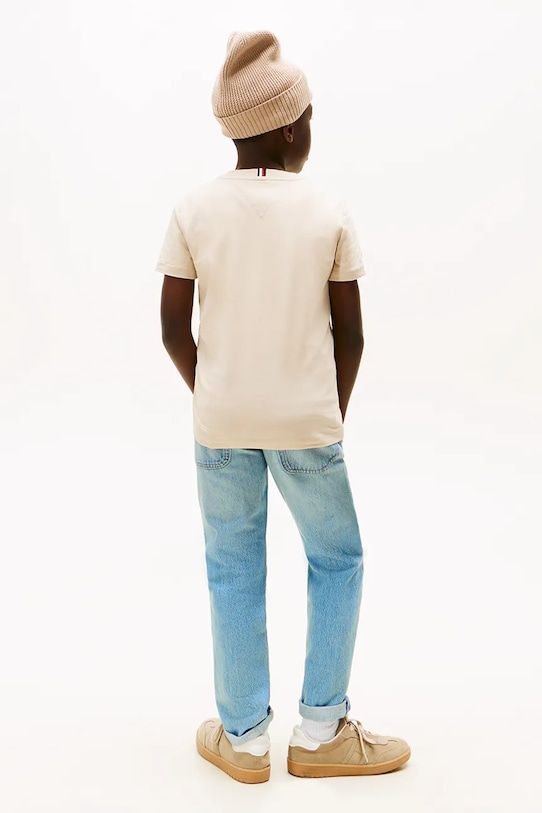 Tommy Hilfiger t-shirt bawełniany dziecięcy beżowy KB0KB10051.128.176.PPY2