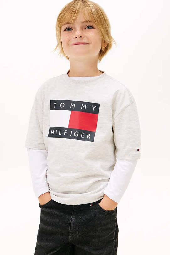 Tommy Hilfiger tricou de bumbac pentru copii print gri KB0KB10340.128.176.PPY2