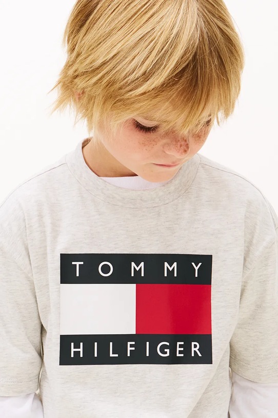 Tommy Hilfiger tricou de bumbac pentru copii KB0KB10340.128.176.PPY2 gri