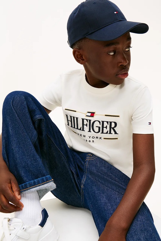 Дитяча бавовняна футболка Tommy Hilfiger KB0KB10360.128.176.PPY2 білий