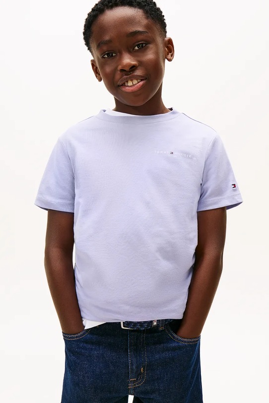 Tommy Hilfiger t-shirt bawełniany dziecięcy bawełna fioletowy KS0KS00661.128.176.PPY2