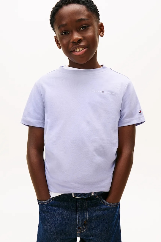 Tommy Hilfiger t-shirt bawełniany dziecięcy bawełna fioletowy KS0KS00661.128.176.PPY2