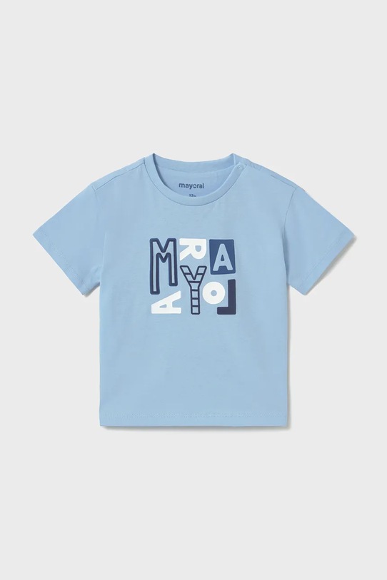 Mayoral t-shirt bawełniany dziecięcy aplikacja niebieski 106.3J.Baby.PPY2