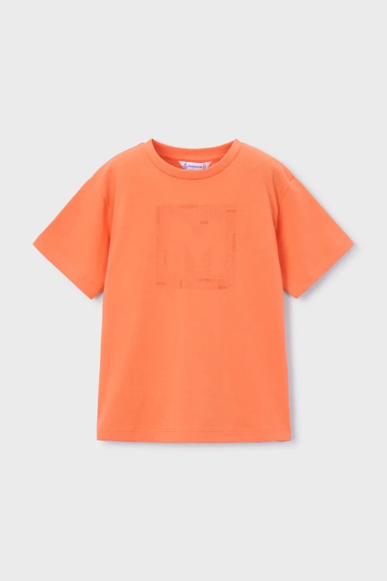 Mayoral t-shirt bawełniany dziecięcy nadruk pomarańczowy 170.5F.Mini.PPY2