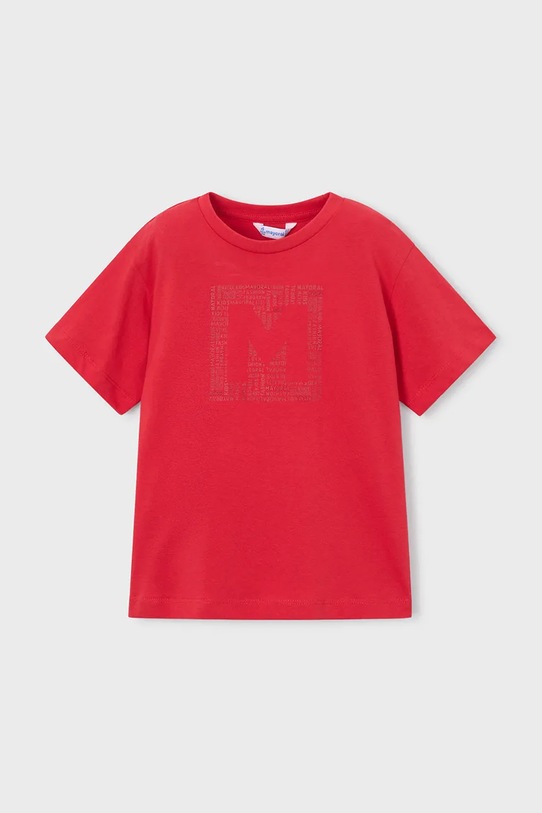 Mayoral t-shirt bawełniany dziecięcy nadruk czerwony 170.5F.Mini.PPY2