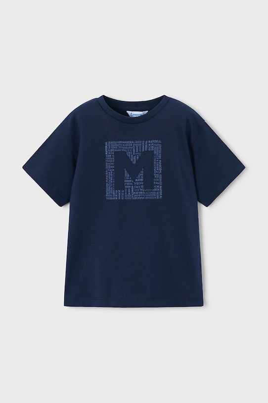 Mayoral t-shirt bawełniany dziecięcy nadruk granatowy 170.5F.Mini.PPY2