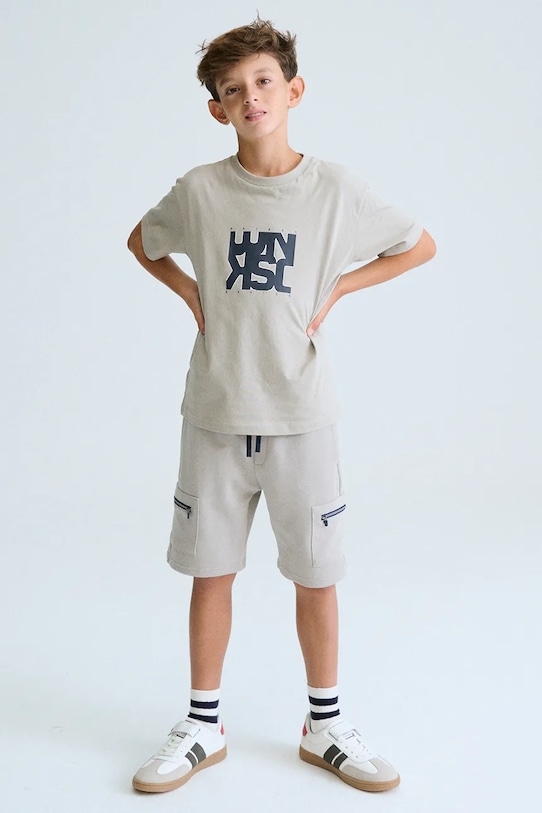 Mayoral t-shirt bawełniany dziecięcy 840.7E.Junior.PPY2 szary