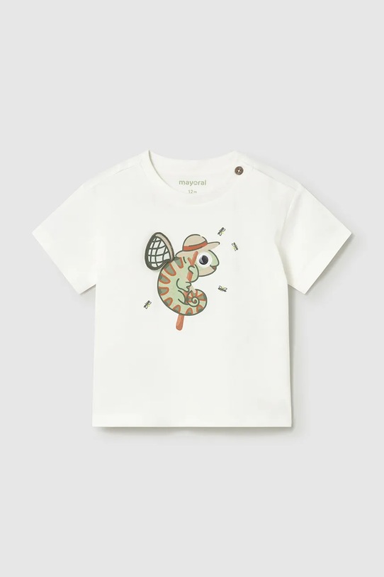 Otroška bombažna kratka majica Mayoral Okrogel bela 1004.3C.Baby.PPY2