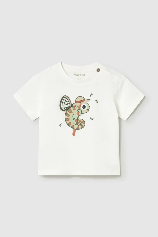 Mayoral t-shirt bawełniany dziecięcy nadruk biały 1004.3C.Baby.PPY2