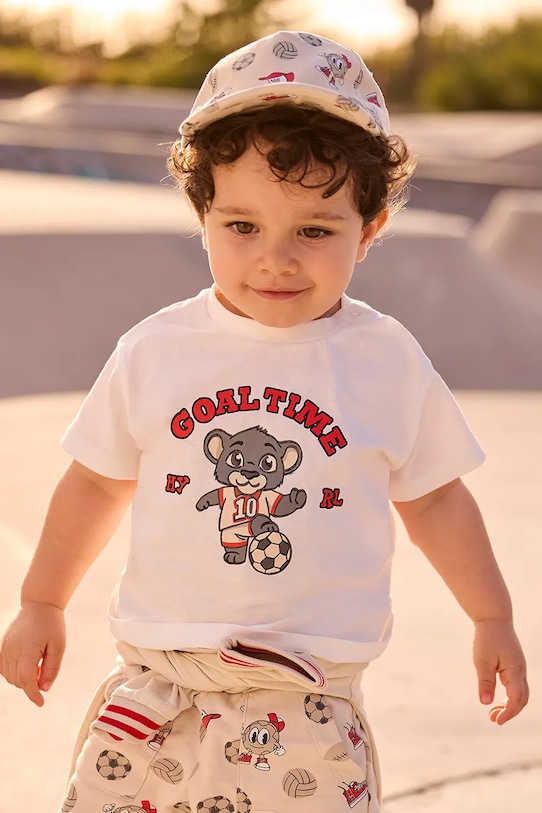 Mayoral t-shirt bawełniany dziecięcy nadruk biały 1007.3E.Baby.PPY2