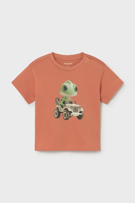 Otroška bombažna kratka majica Mayoral Okrogel oranžna 1008.3F.Baby.PPY2