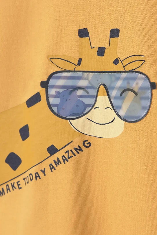 Mayoral t-shirt bawełniany niemowlęcy żółty 1009.3F.Baby.PPY2