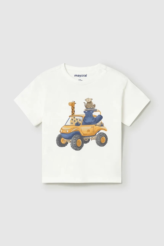 Παιδικό βαμβακερό μπλουζάκι Mayoral στάμπα λευκό 1010.3F.Baby.PPY2