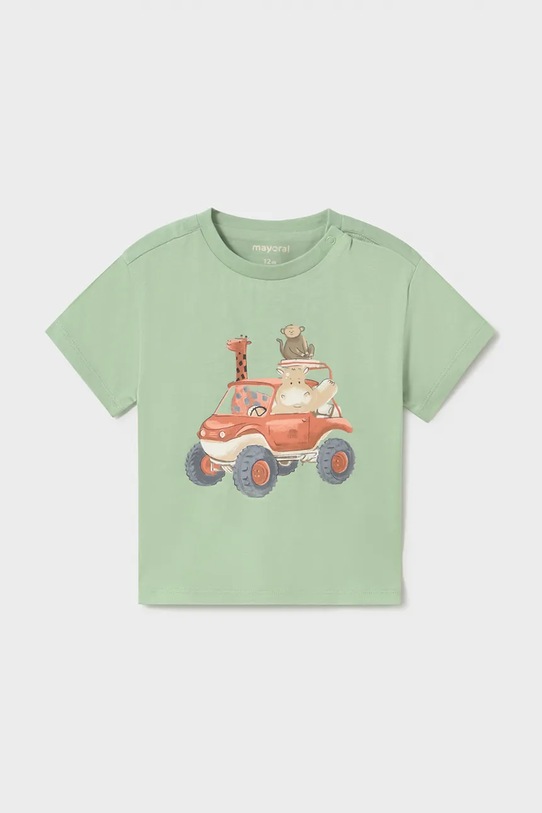 Mayoral t-shirt bawełniany dziecięcy nadruk zielony 1010.3F.Baby.PPY2