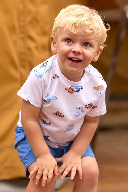 Детская хлопковая футболка Mayoral 2 шт узор голубой 1012.3H.Baby.PPY2