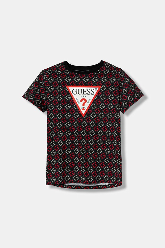 Guess t-shirt bawełniany dziecięcy wzorzyste czarny L6RI03.K8HM4.PPY2