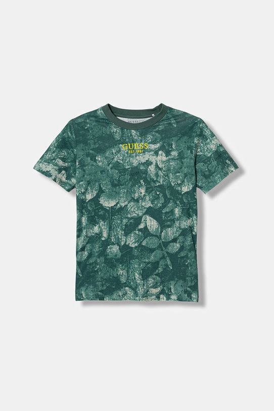 Guess t-shirt bawełniany dziecięcy wzorzyste zielony L6RI04.K8HM4.PPY2