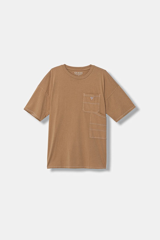 Guess t-shirt bawełniany dziecięcy bawełna beżowy L6RI07.K8HM4.PPY2