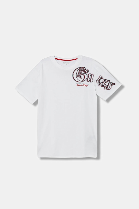 Guess t-shirt bawełniany dziecięcy nadruk biały L6RI12.K8HM4.PPY2