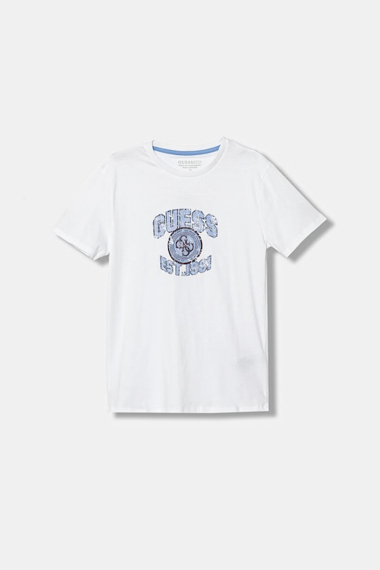 Guess t-shirt bawełniany dziecięcy nadruk biały L6RI13.K8HM4.PPY2