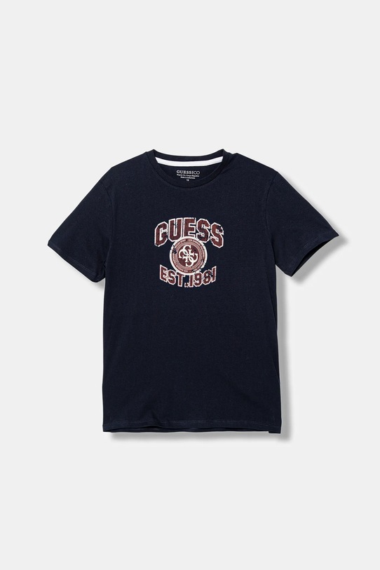 Guess t-shirt bawełniany dziecięcy nadruk granatowy L6RI13.K8HM4.PPY2