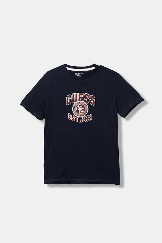 Guess t-shirt bawełniany dziecięcy nadruk granatowy L6RI13.K8HM4.PPY2
