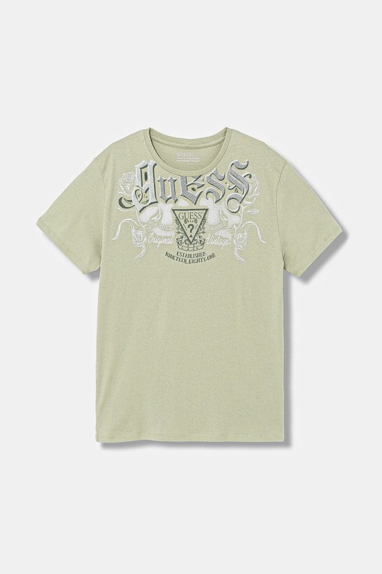 Guess t-shirt bawełniany dziecięcy nadruk zielony L6RI21.K8HM4.PPY2