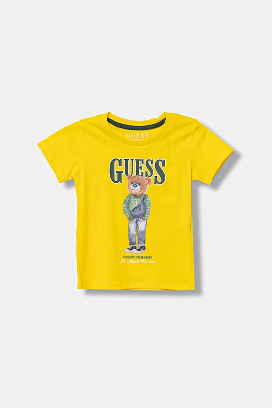 Guess t-shirt bawełniany dziecięcy nadruk żółty N6RI05.K8HM4.PPY2