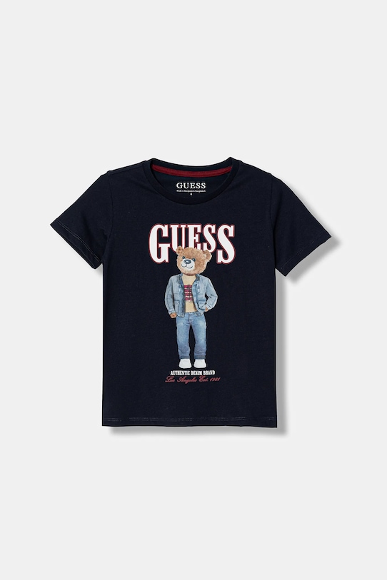 Guess t-shirt bawełniany dziecięcy nadruk granatowy N6RI05.K8HM4.PPY2