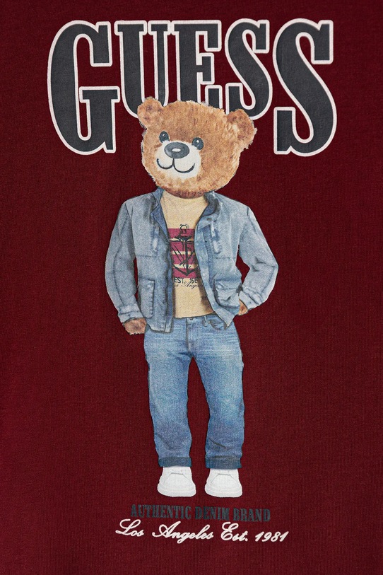 Chłopiec Guess t-shirt bawełniany dziecięcy N6RI05.K8HM4.PPY2 bordowy