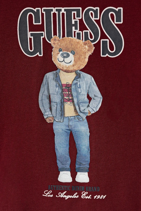 Chłopiec Guess t-shirt bawełniany dziecięcy N6RI05.K8HM4.PPY2 bordowy